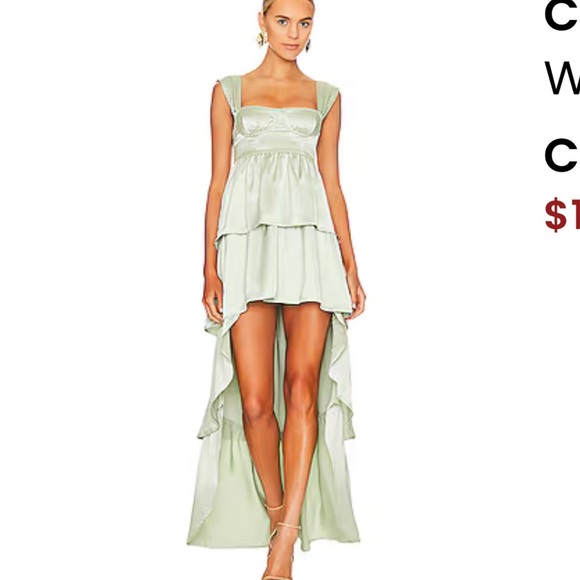 New! Revolve Corset High Low Maxi in Fog Green WeWoreWhat Color:Fog Green - Picture 1 of 14